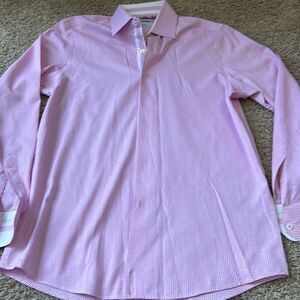 Monza pink and white tailored shirt. Size S 14.5